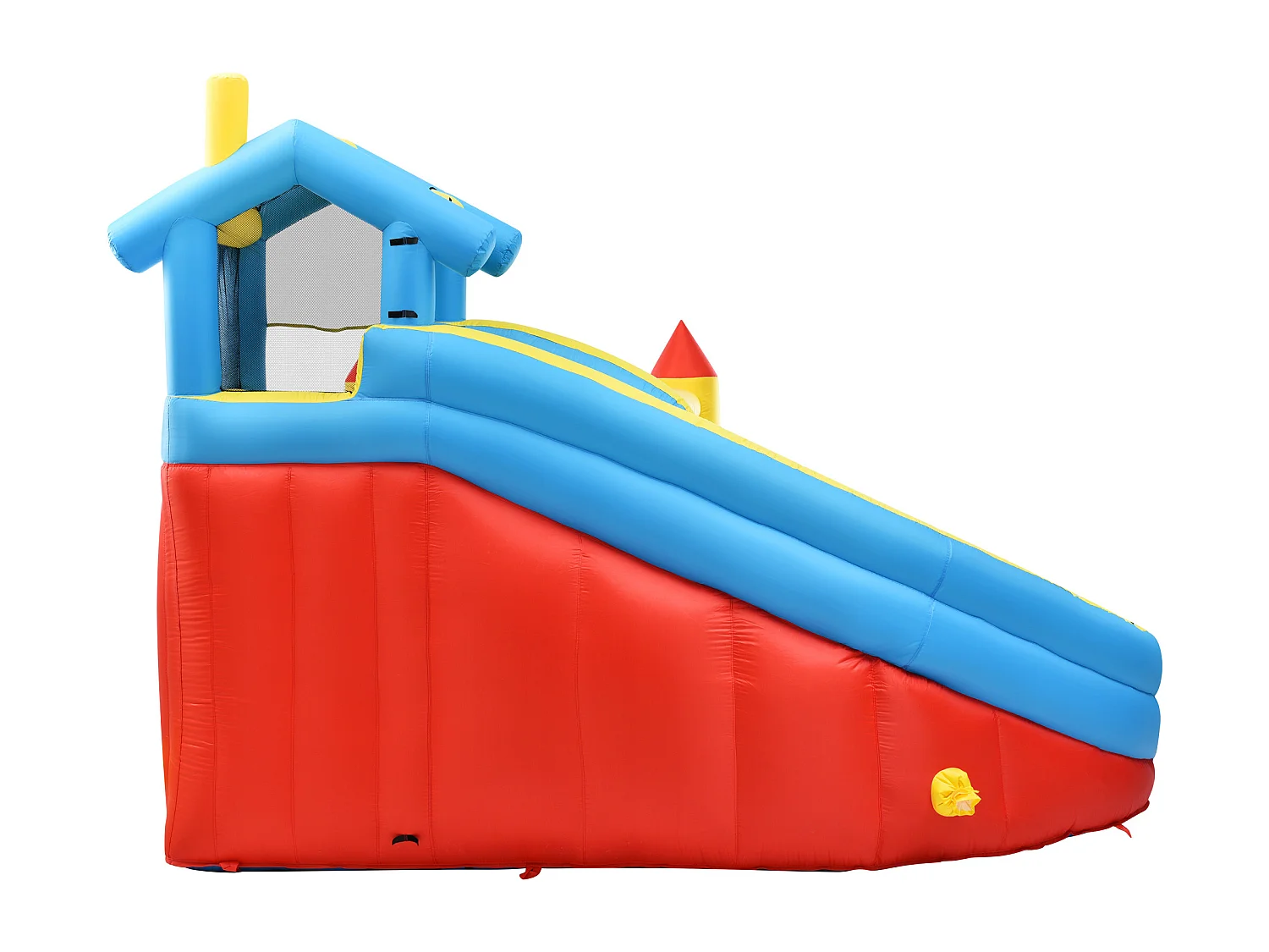 Château gonflable enfant 5-en-1 avec toboggan et piscine - Tissu Oxford bleu 364x315x239 cm