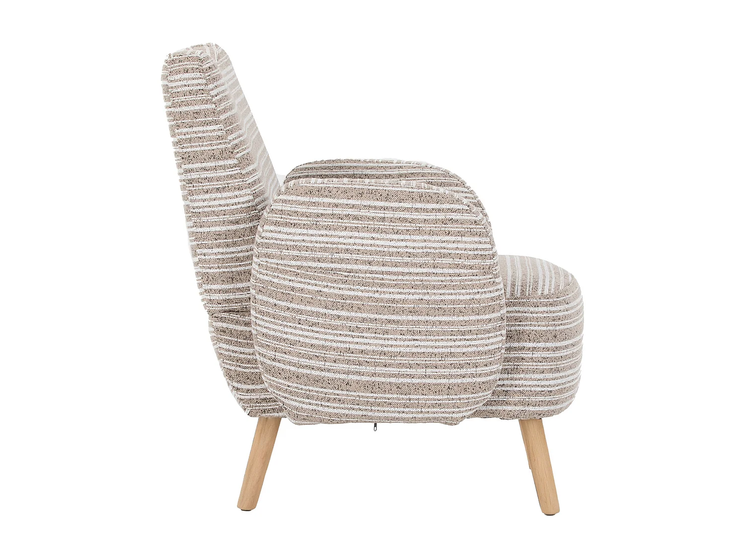 Fauteuil en tissu bouclé kaki - Pieds en bois - Pour salons, chambres et bureaux