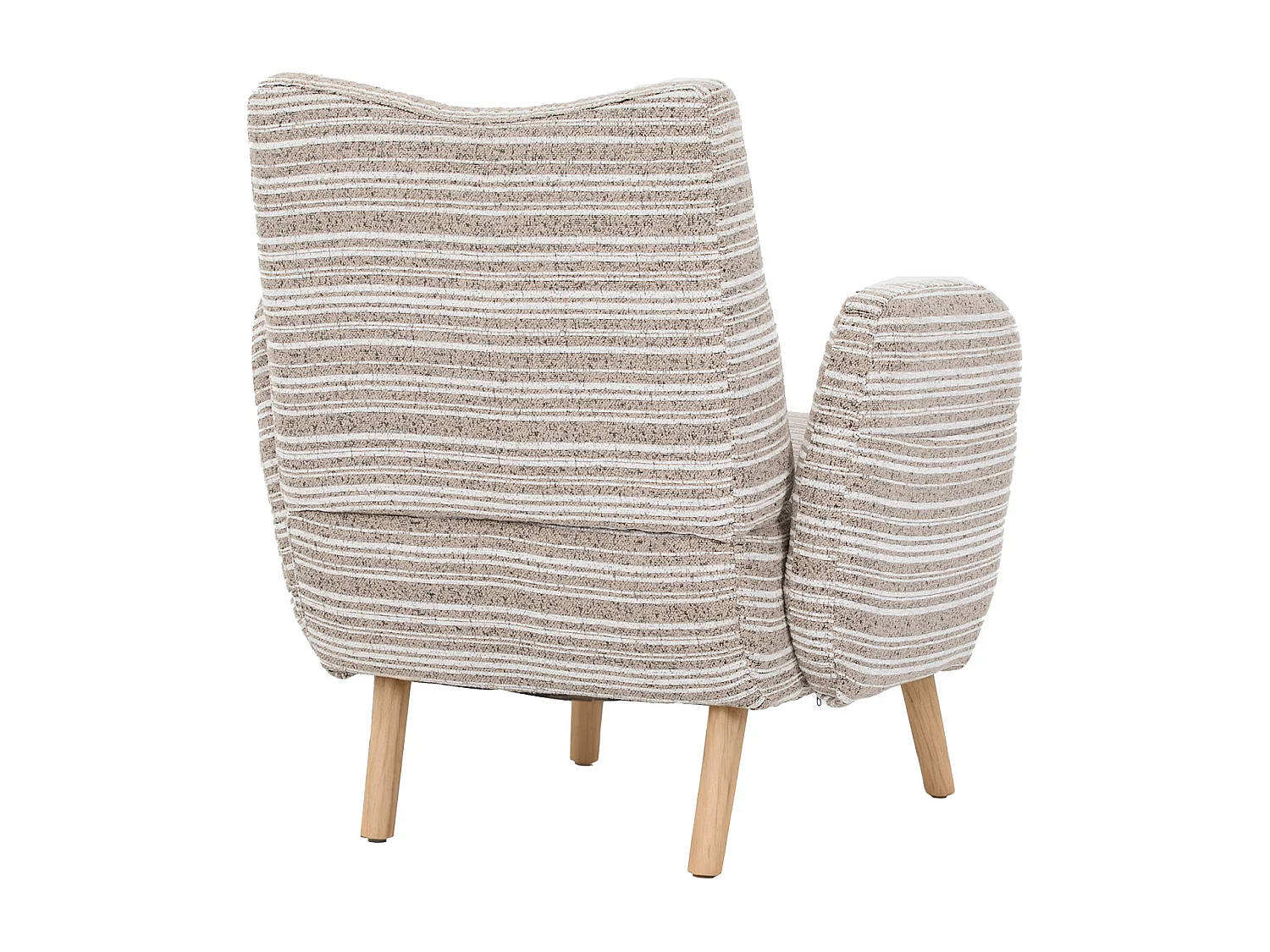Fauteuil en tissu bouclé kaki - Pieds en bois - Pour salons, chambres et bureaux
