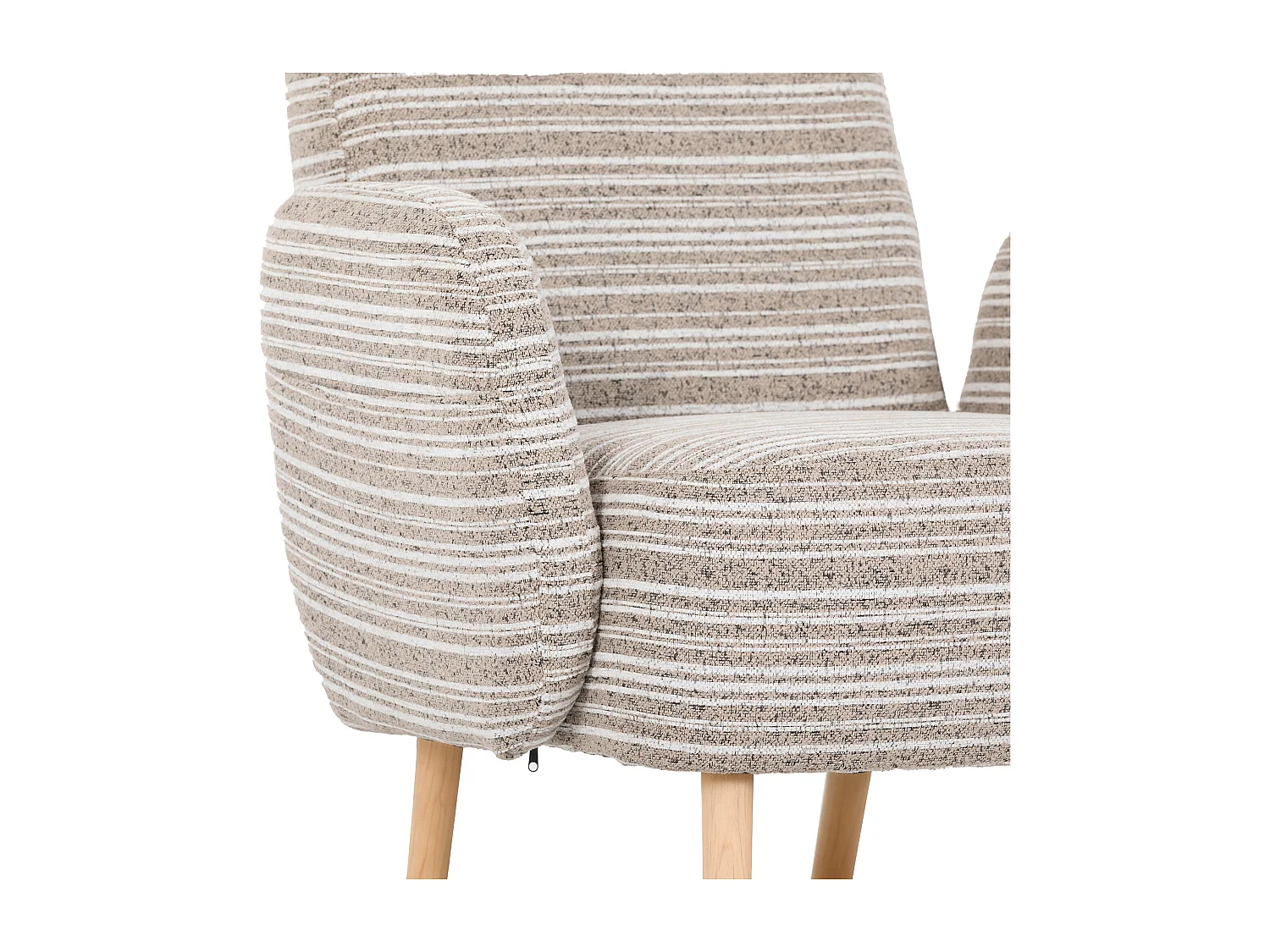 Fauteuil en tissu bouclé kaki - Pieds en bois - Pour salons, chambres et bureaux
