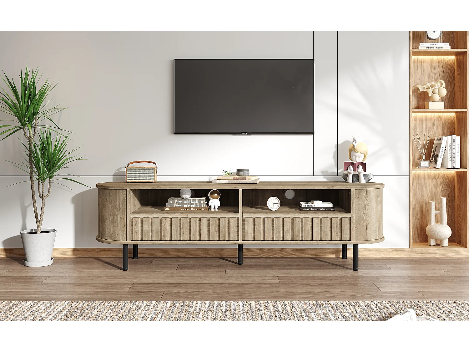 TV-meubel met 2 lades - MDF-hout - Natuurlijke houtkleur