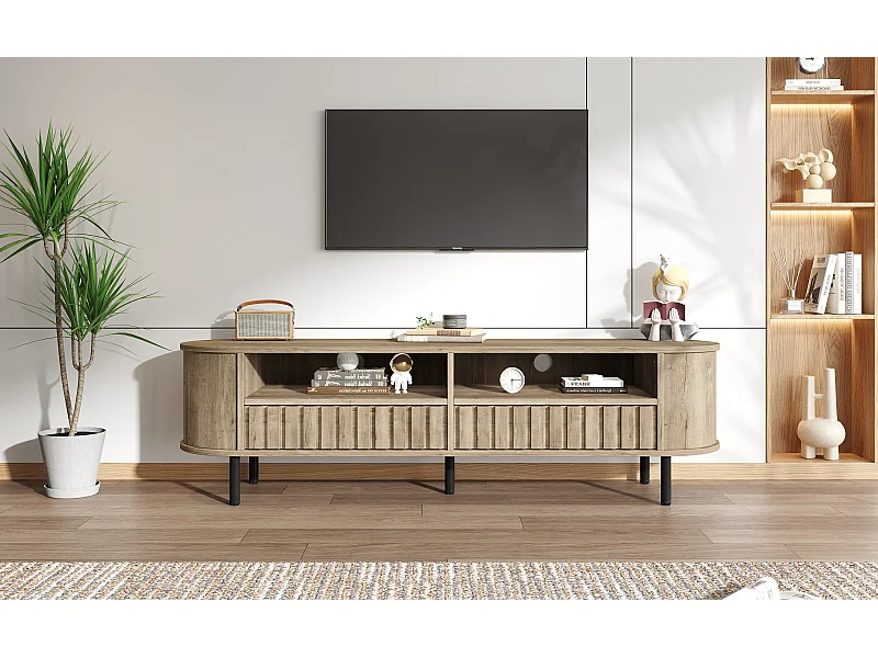 TV-meubel met 2 lades - MDF-hout - Natuurlijke houtkleur