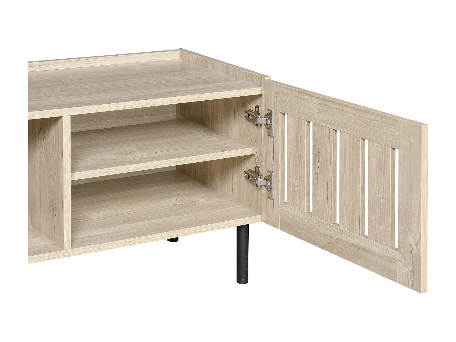TV-meubel met 3 deuren, 160 x 40 x 47 cm - Opengewerkt design - Natuurlijke houtkleur