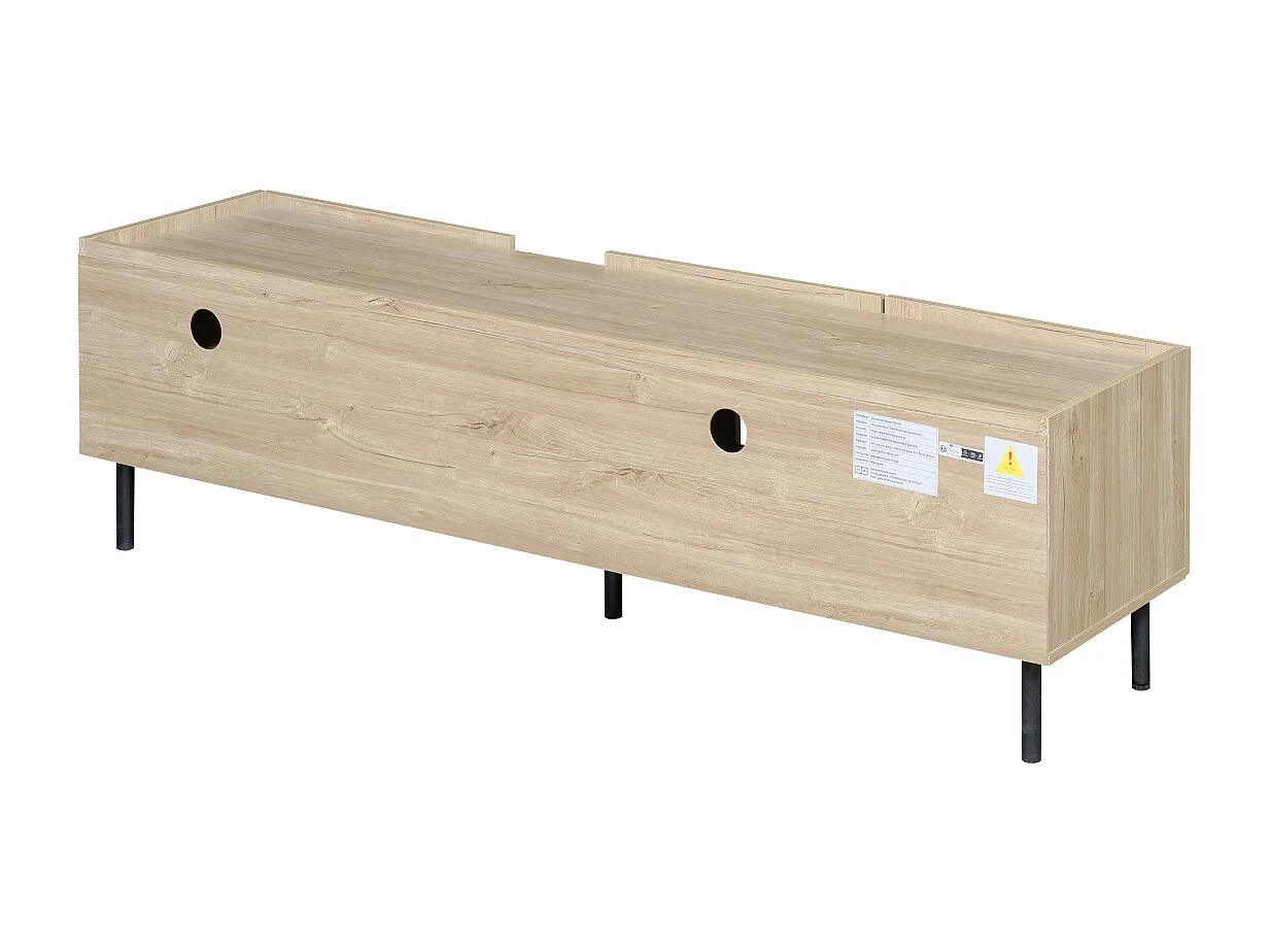 Meuble TV avec 3 portes 160 x 40 x 47 cm - Design ajouré - Couleur bois naturel