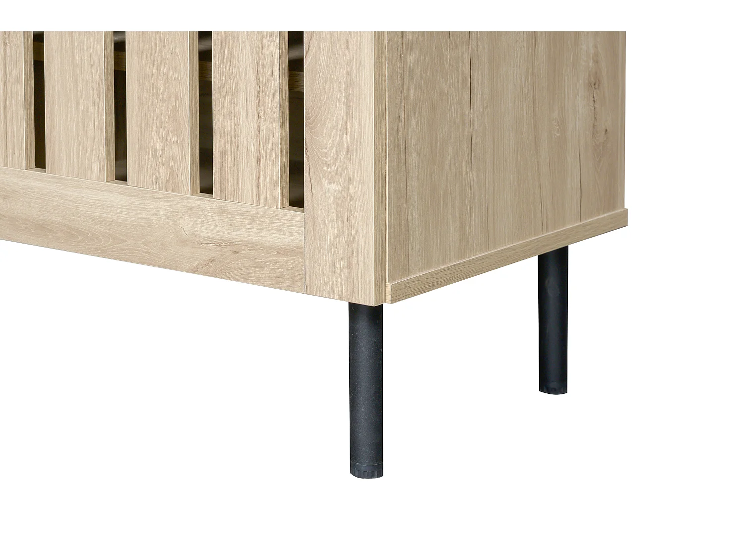 Meuble TV avec 3 portes 160 x 40 x 47 cm - Design ajouré - Couleur bois naturel
