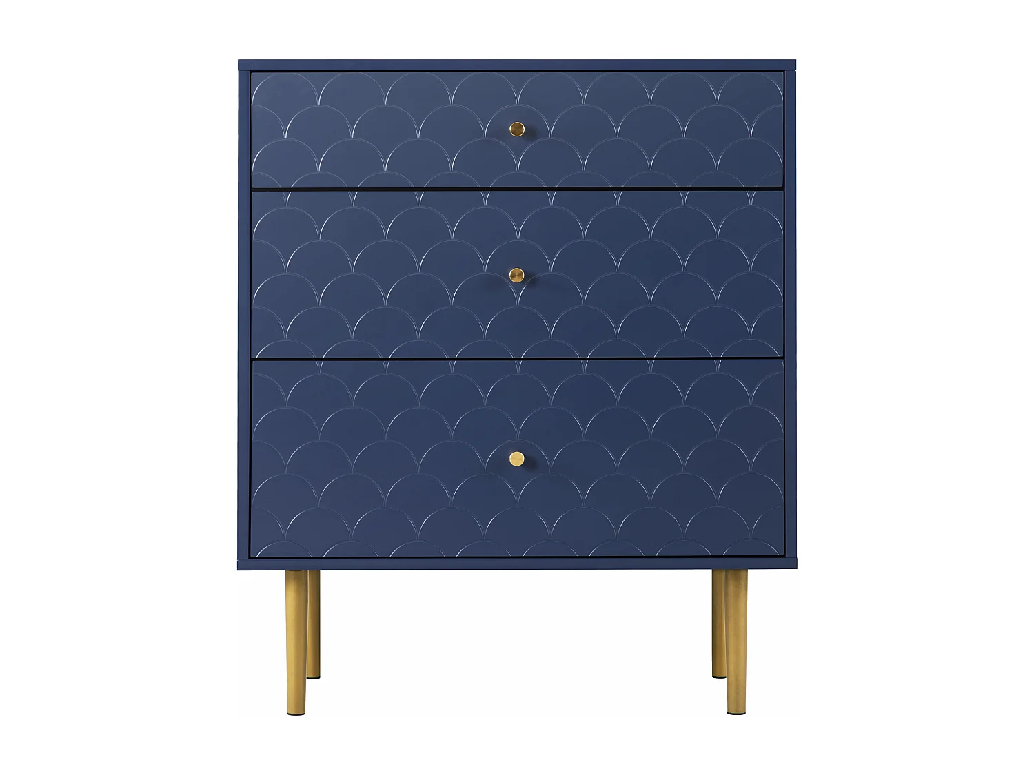 Commode avec 3 tiroirs - Pieds en métal - Bleu marine 75x40x89 cm