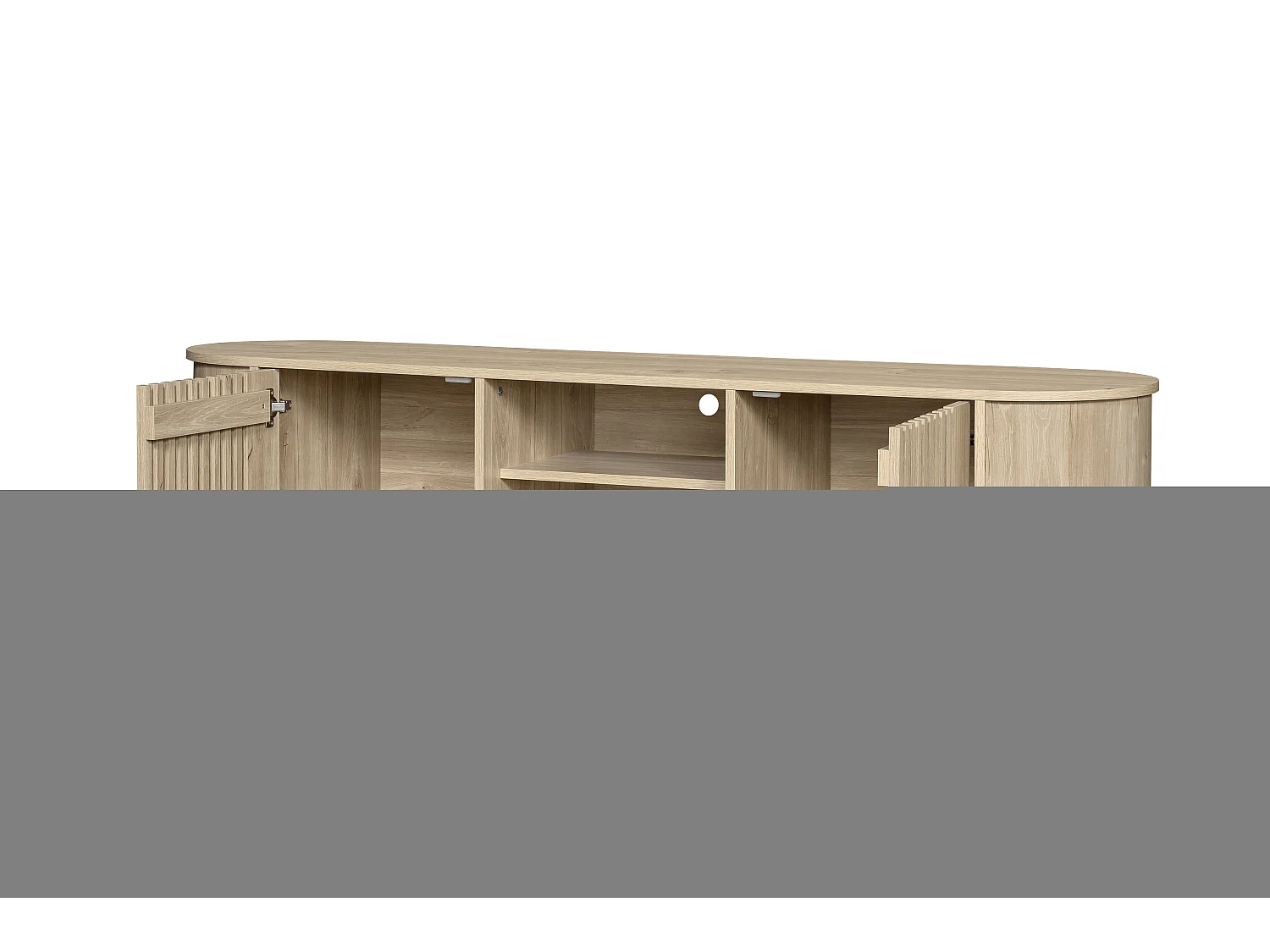 Meuble TV 160 x 40 x 47 cm avec 2 portes - Couleur bois naturel