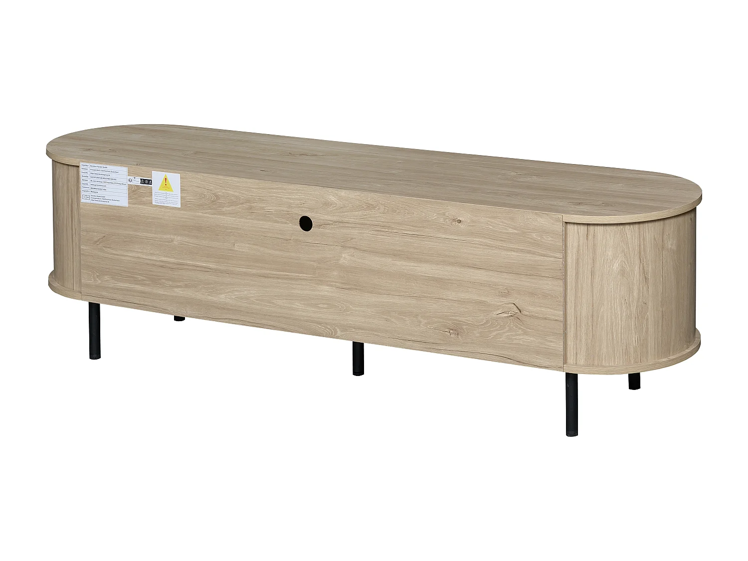 Meuble TV 160 x 40 x 47 cm avec 2 portes - Couleur bois naturel