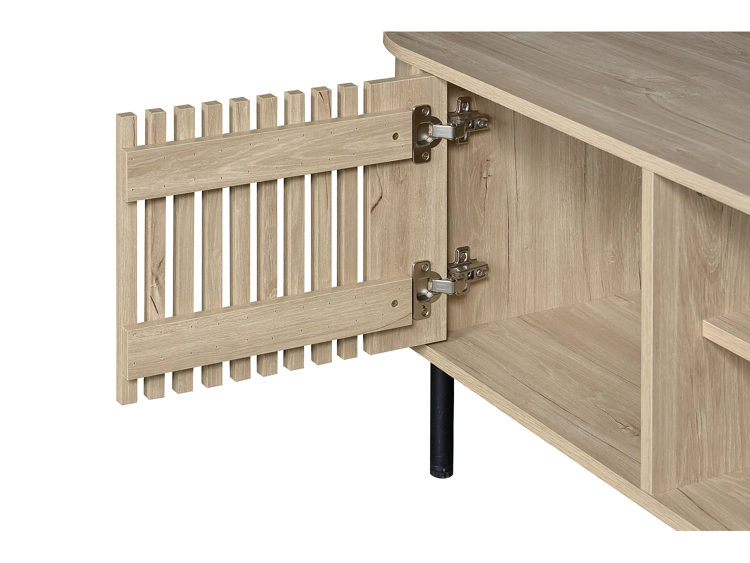 Meuble TV 160 x 40 x 47 cm avec 2 portes - Couleur bois naturel