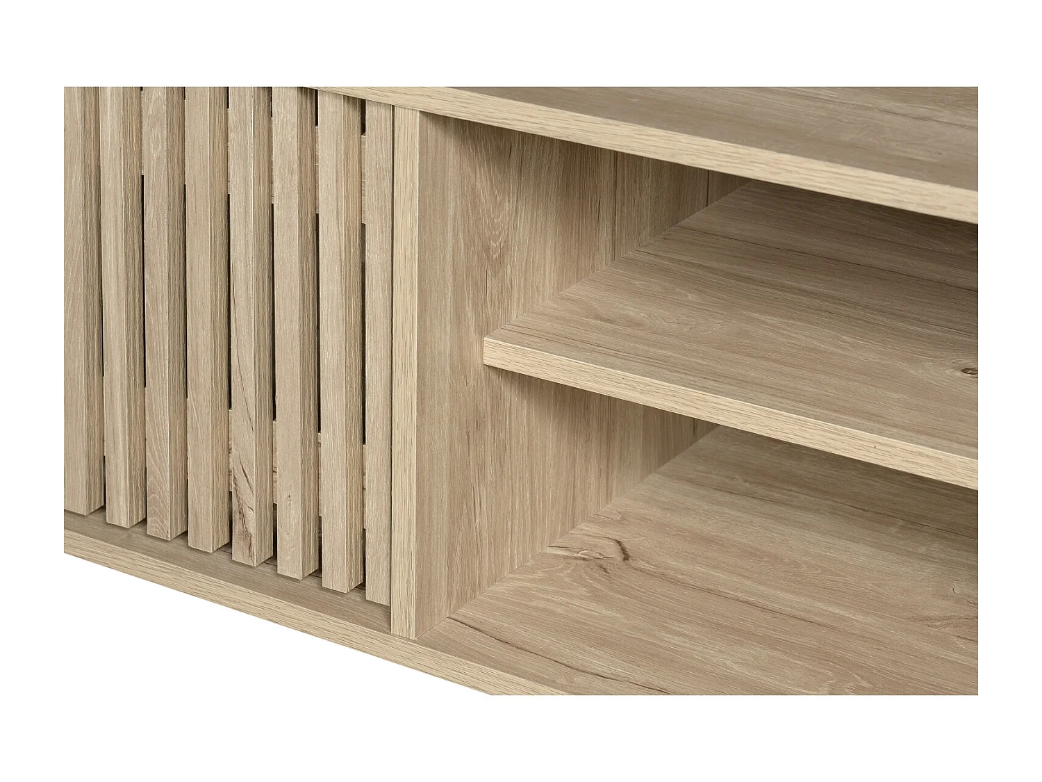 Meuble TV 160 x 40 x 47 cm avec 2 portes - Couleur bois naturel