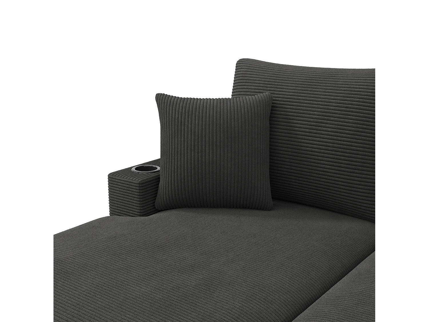 Canapé 2 places avec couchage - Téléphone portable et port USB - Velours côtelé gris