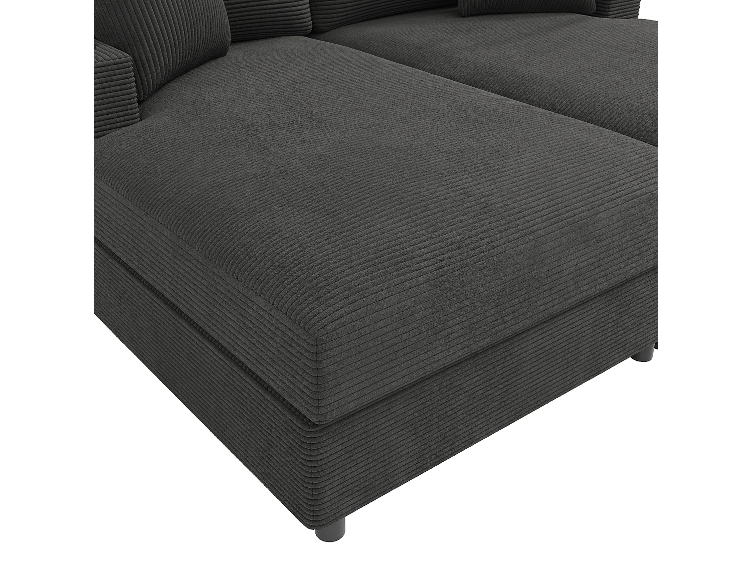 Canapé 2 places avec couchage - Téléphone portable et port USB - Velours côtelé gris