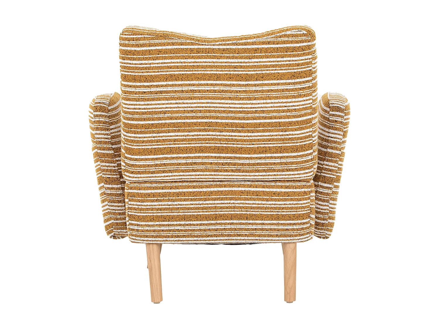 Fauteuil en tissu bouclé jaune moutarde - Pieds en bois