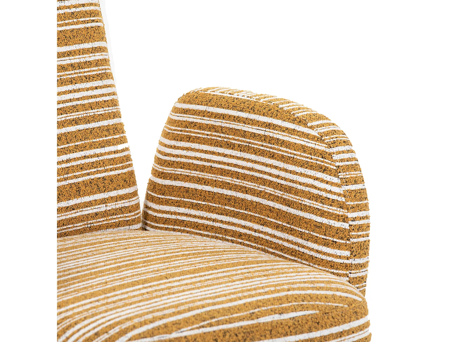 Fauteuil en tissu bouclé jaune moutarde - Pieds en bois