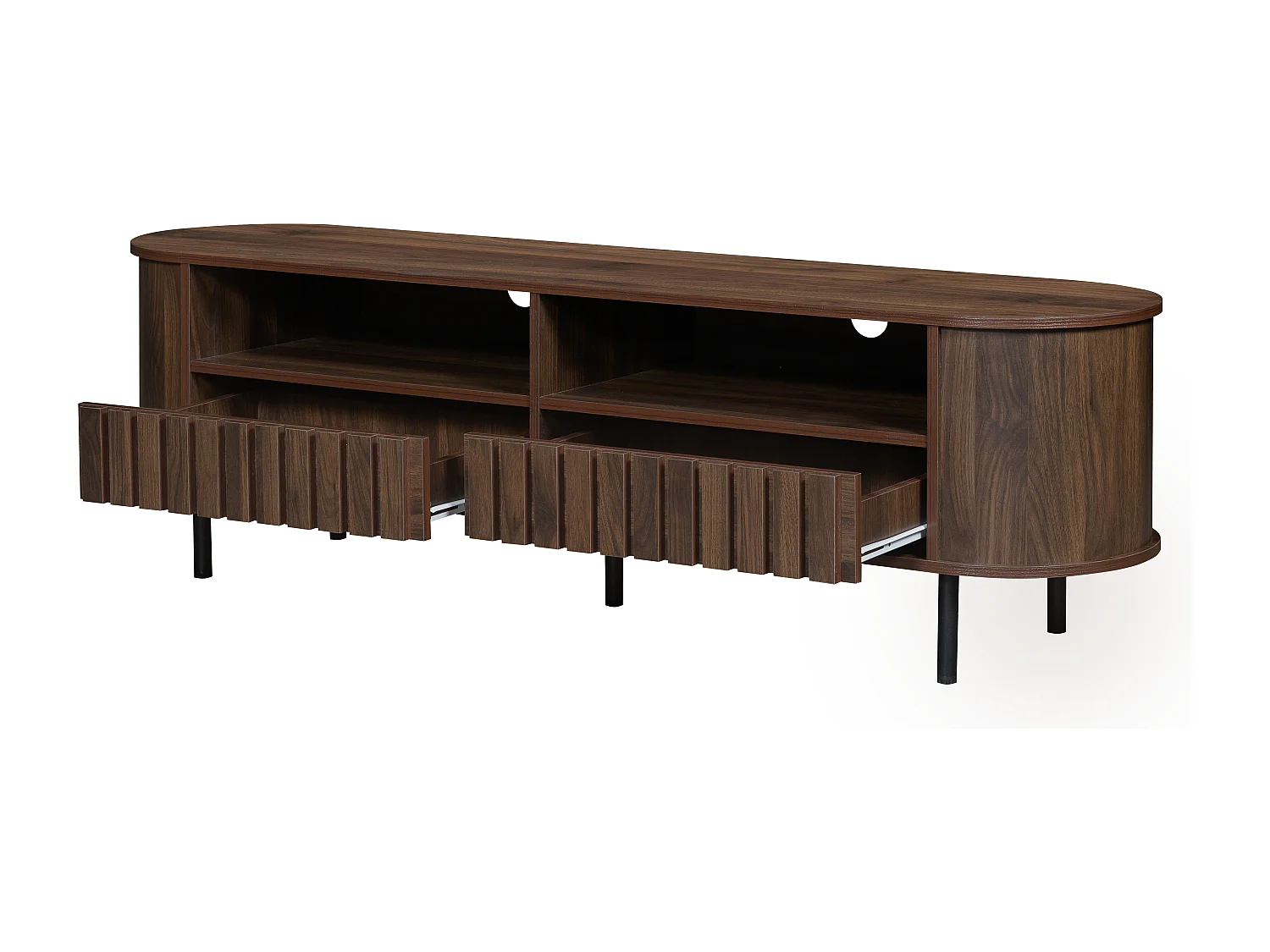 TV-meubel met 2 lades - MDF-hout - Bruine kleur