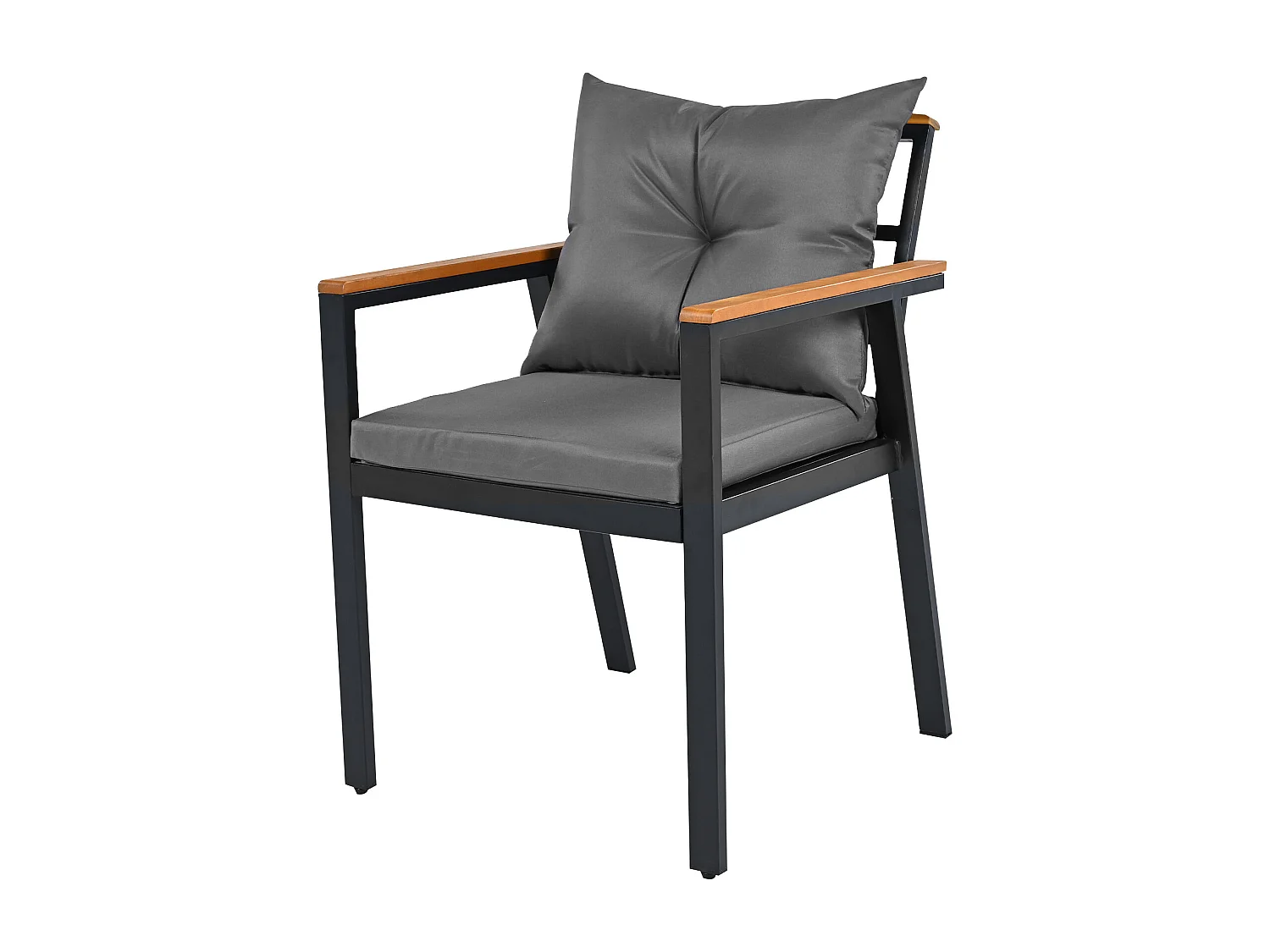 Ensemble table et chaises de jardin en bois et métal pour 6-7 places - Naturel clair et noir