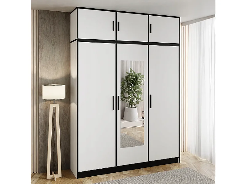 Armoire trois portes DIOR 157 3D BLANCHE avec surmeuble