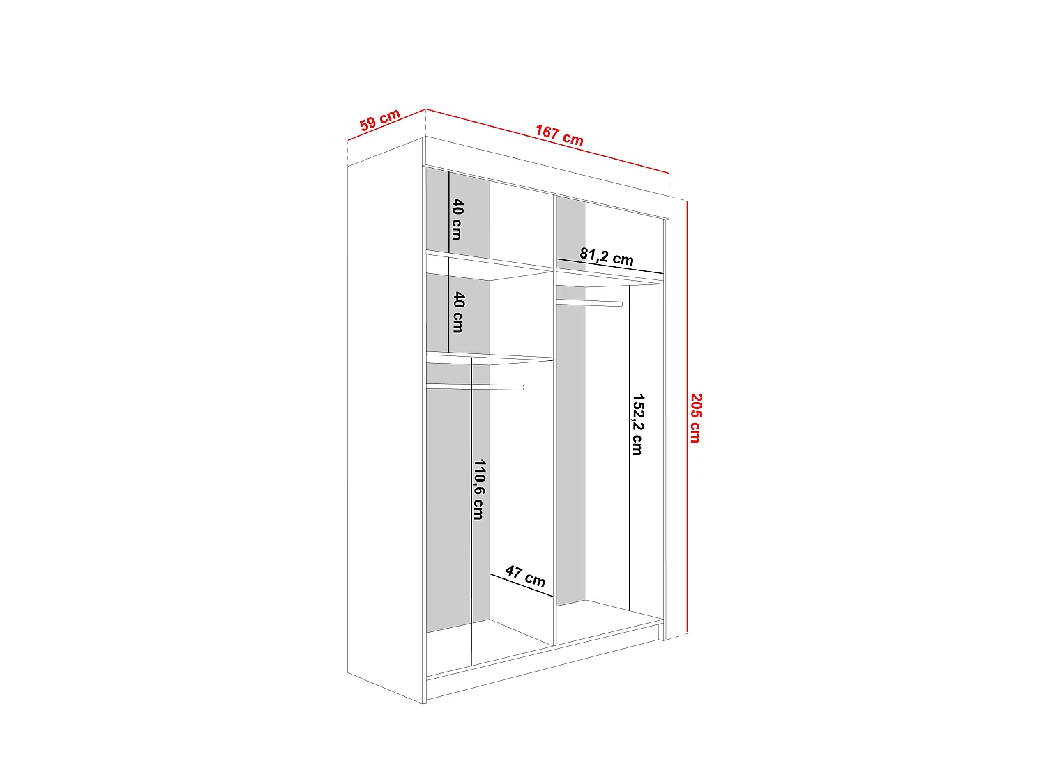 Armoire coulissante LAMARO 167 noire