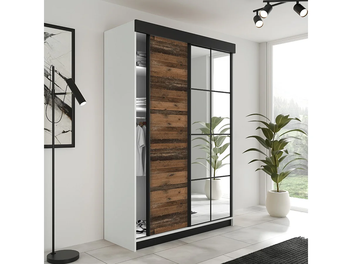 Armoire coulissante LAMARO 167 blanc/Old Style