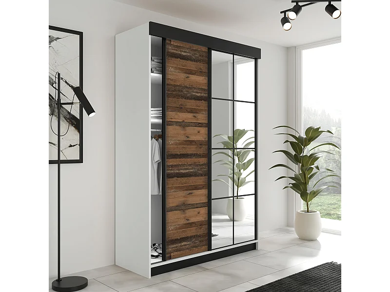 Schuifdeurkast LAMARO 167 wit/Old Style