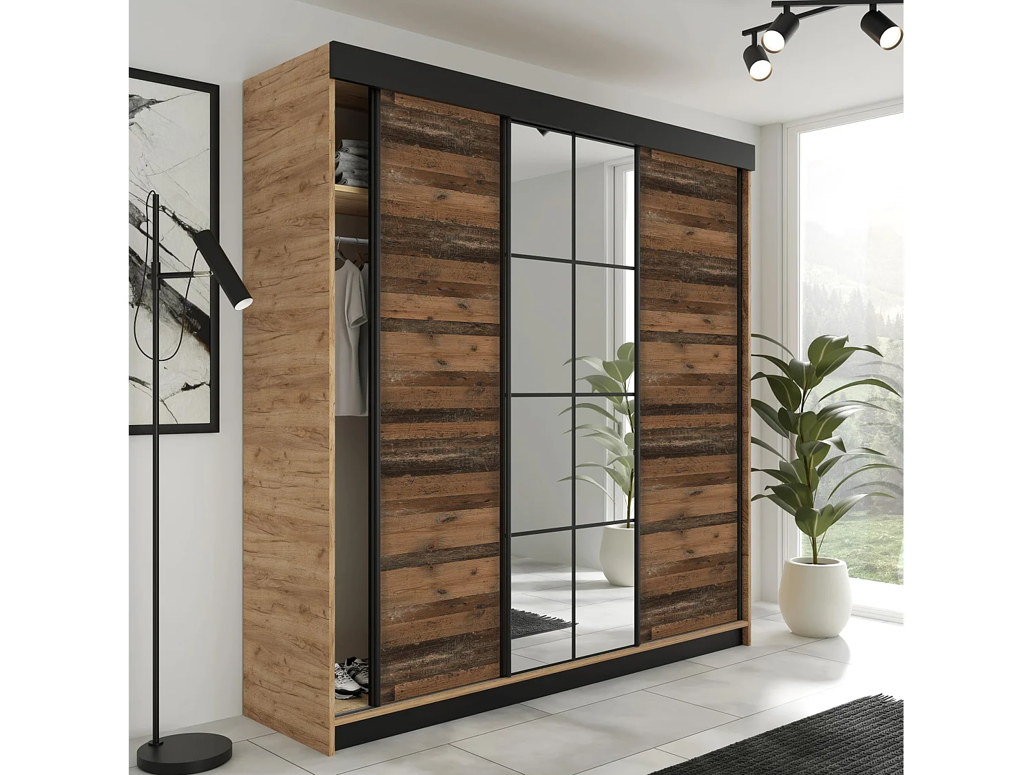 Armoire coulissante LAMARO 200 chêne Craft/Old Style