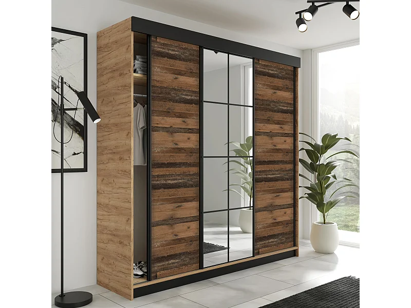 Armoire coulissante LAMARO 200 chêne Craft/Old Style