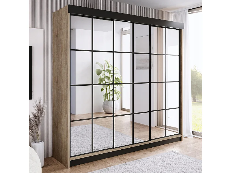 Armoire coulissante avec miroir BARI 3 chêne Sonoma 250