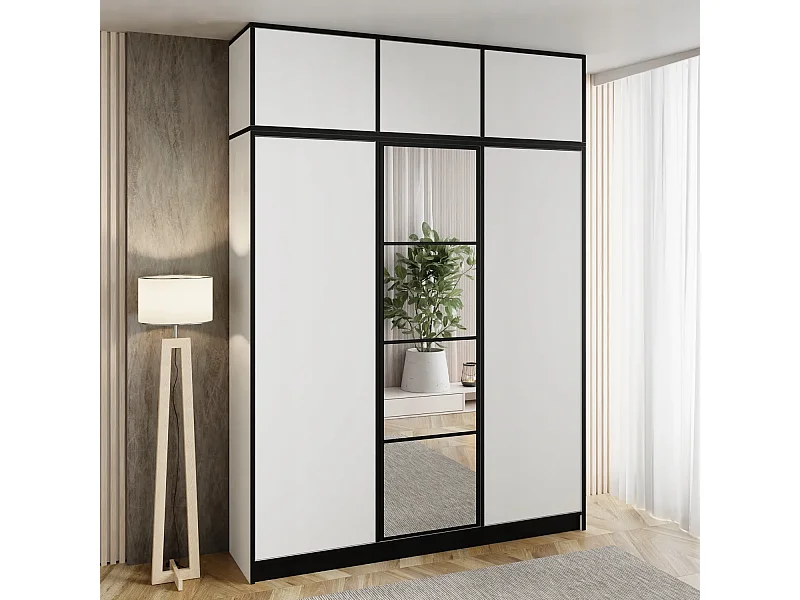 Armoire trois portes avec miroir MODÈLE 1 COSTA 3D BLANCHE avec surmeuble