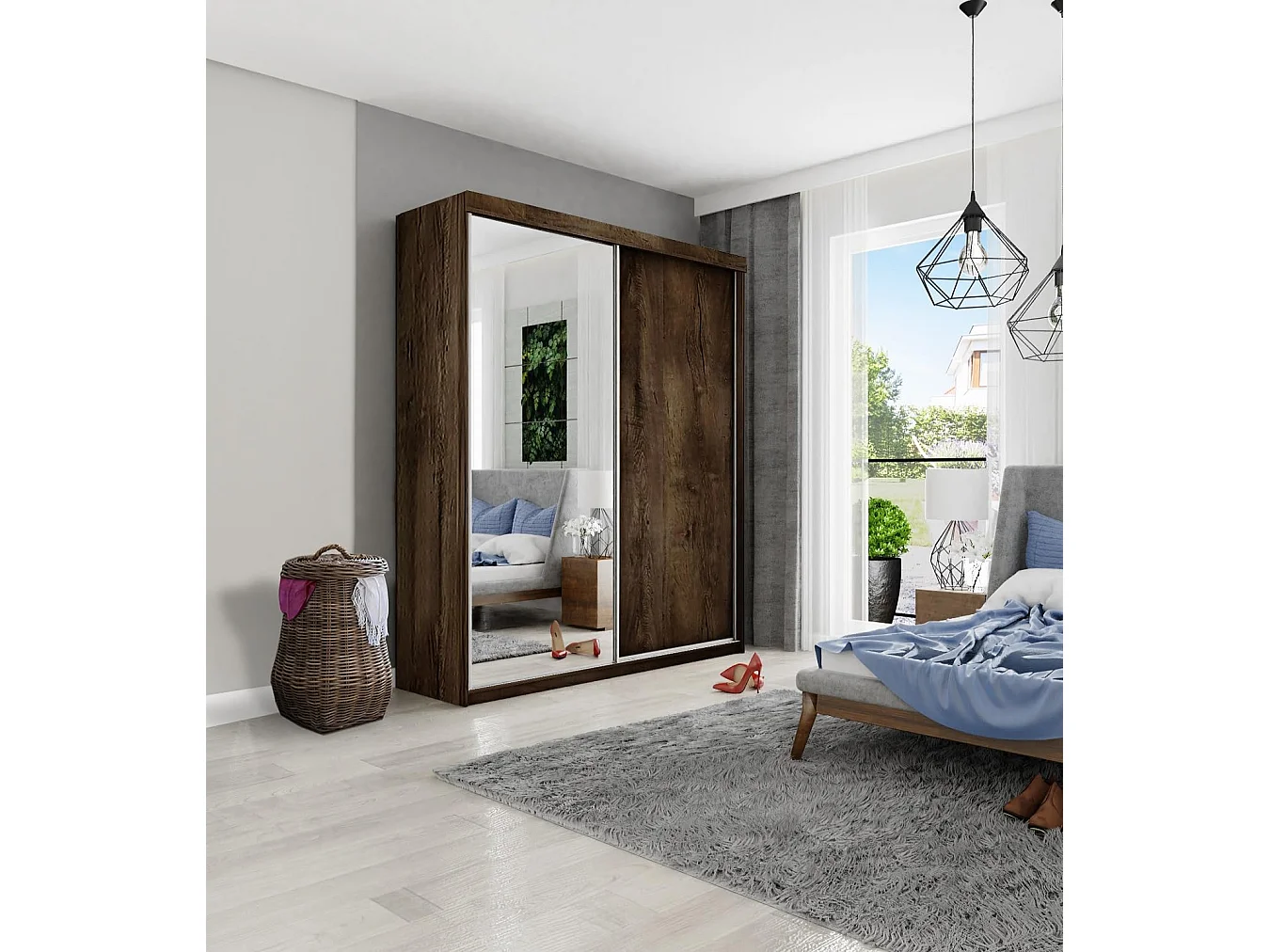 Armoire coulissante TOP B-23 150 frêne foncé