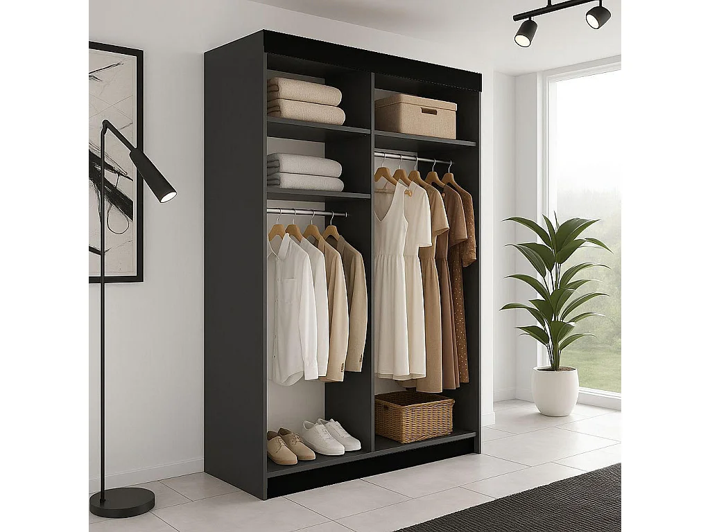 Armoire coulissante LAMARO 138 graphite/Old Style