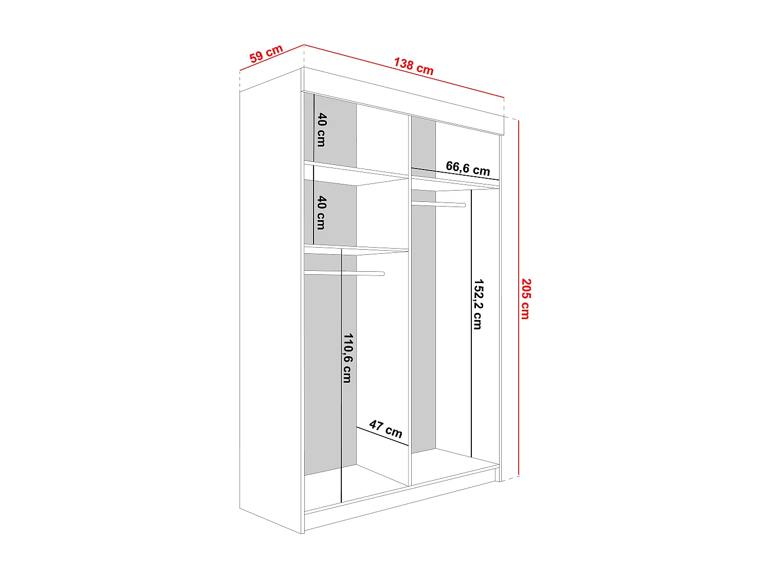 Armoire coulissante LAMARO 138 graphite/Old Style