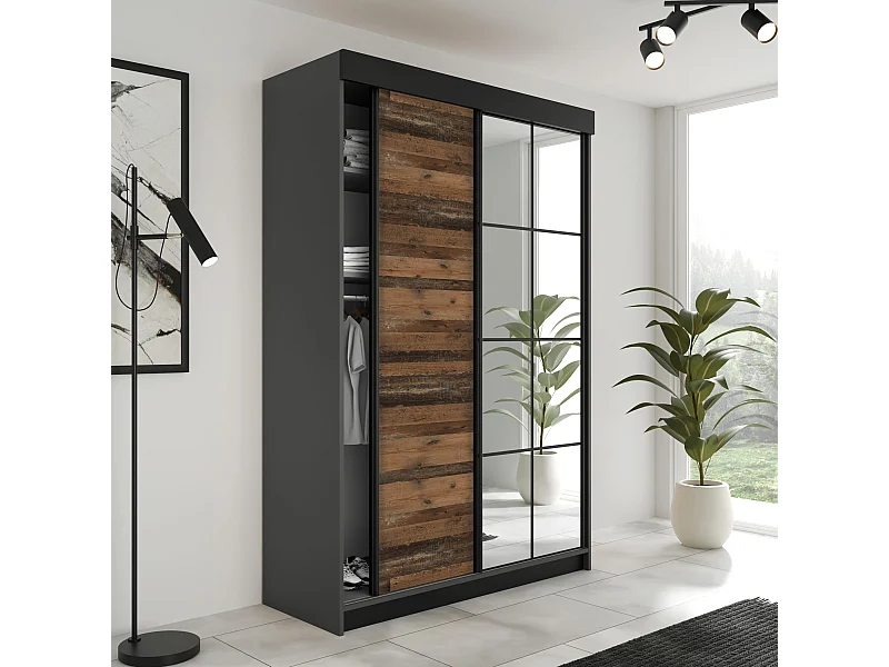 Armoire coulissante LAMARO 138 graphite/Old Style
