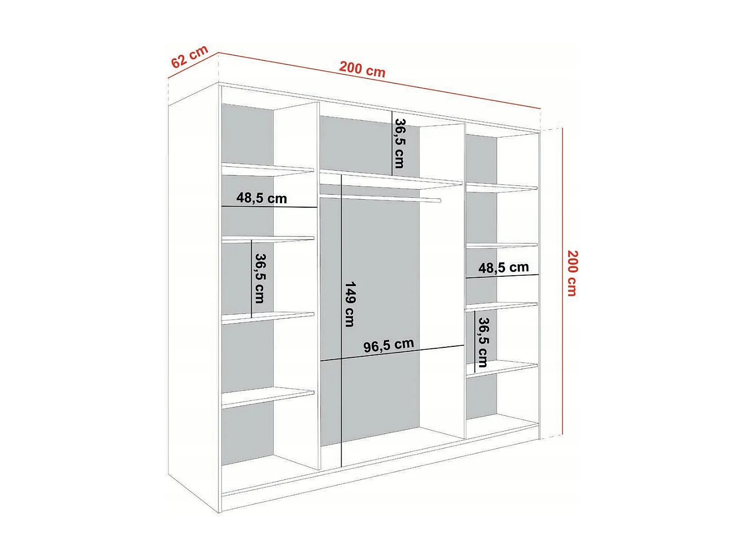 Armoire coulissante avec miroir BARI 1 blanche 200