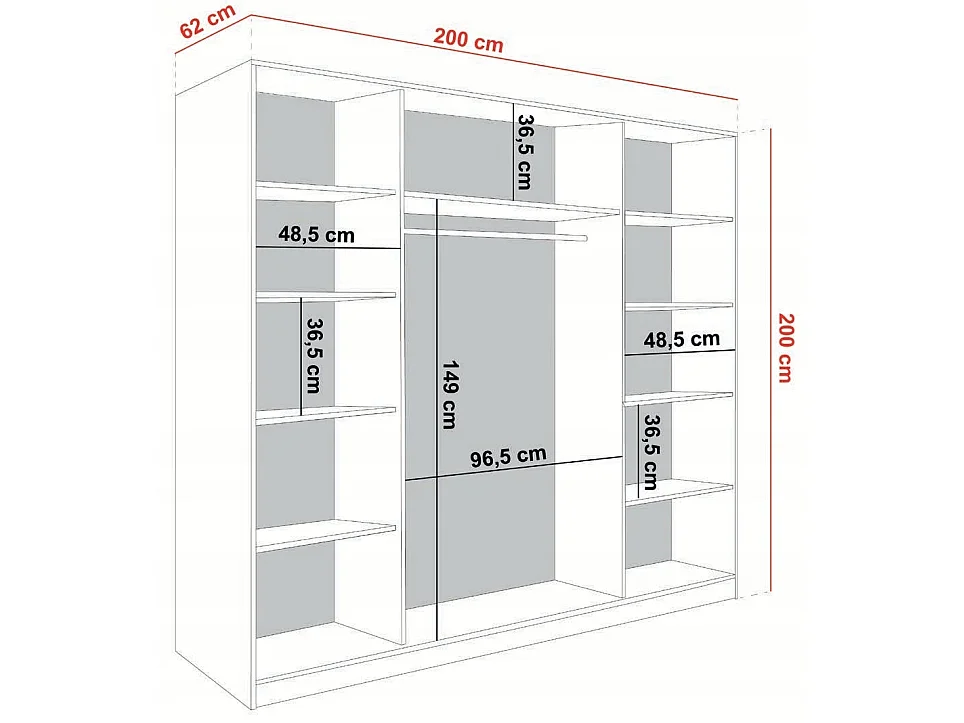 Szafa przesuwna ARI 1 – 200x200x62 cm – biały
