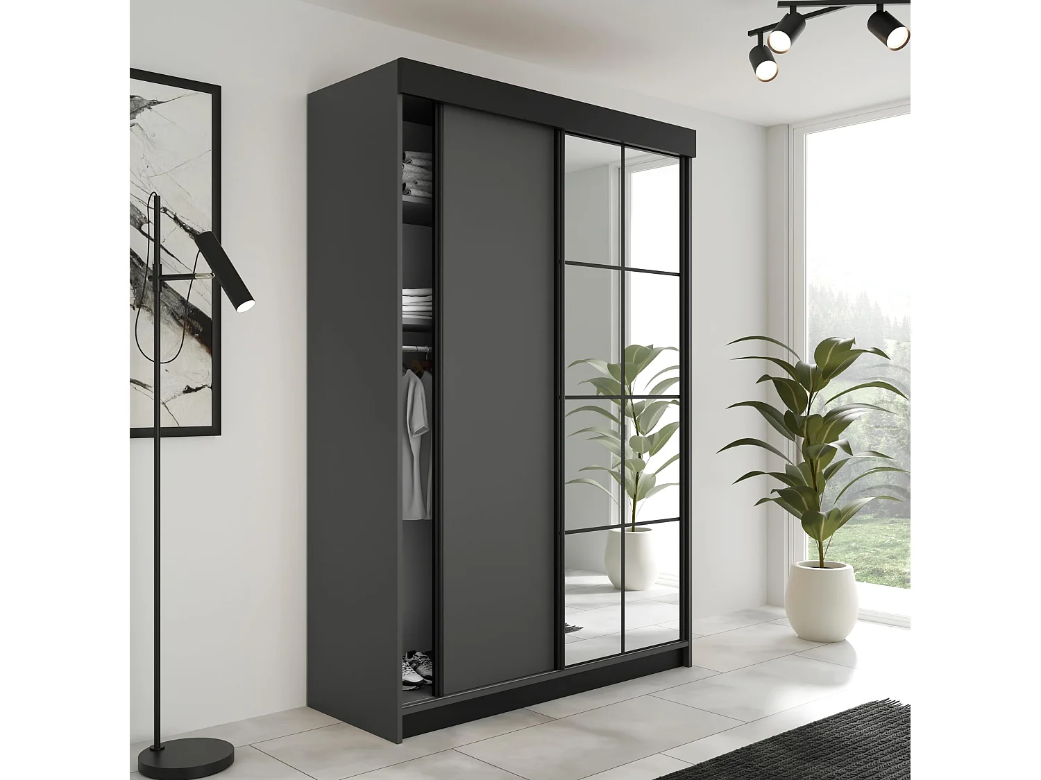 Armoire coulissante LAMARO 138 graphite