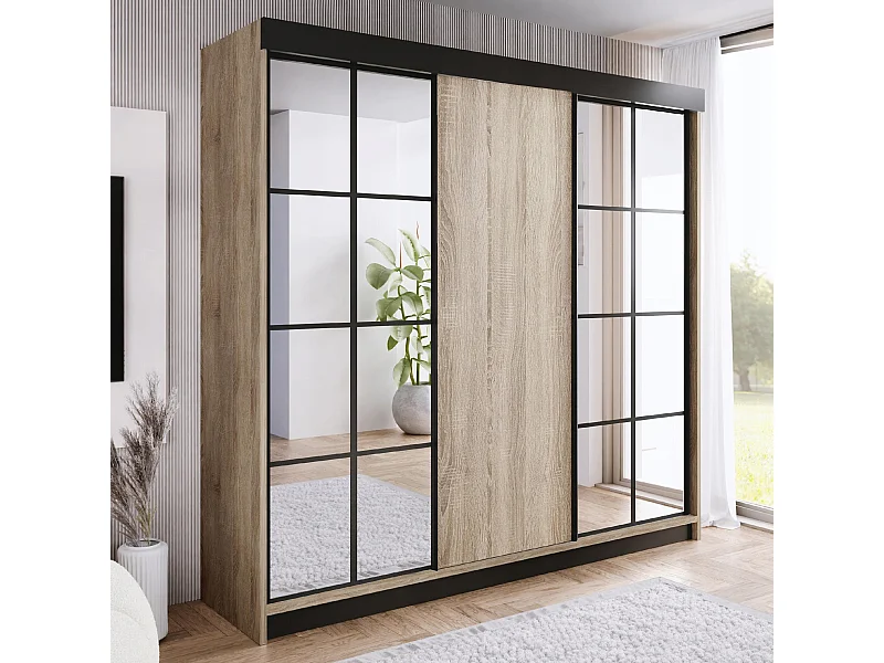 Armoire coulissante avec miroir BARI 2 chêne Sonoma 250