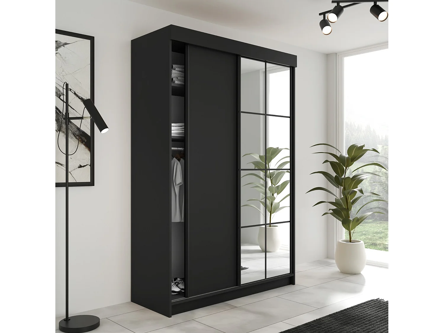 Schwebetürenschrank LAMARO 138 Schwarz