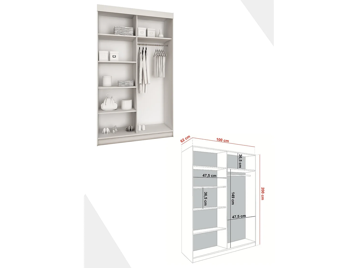 Armoire coulissante avec miroir BARI 2 chêne sonoma 100