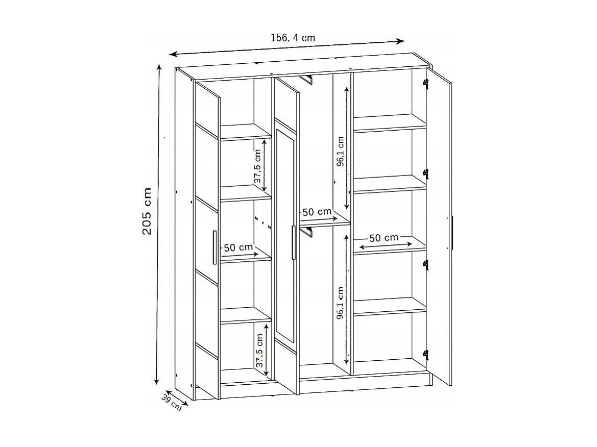 Armoire trois portes DIOR 157 3D chêne craft doré avec surmeuble