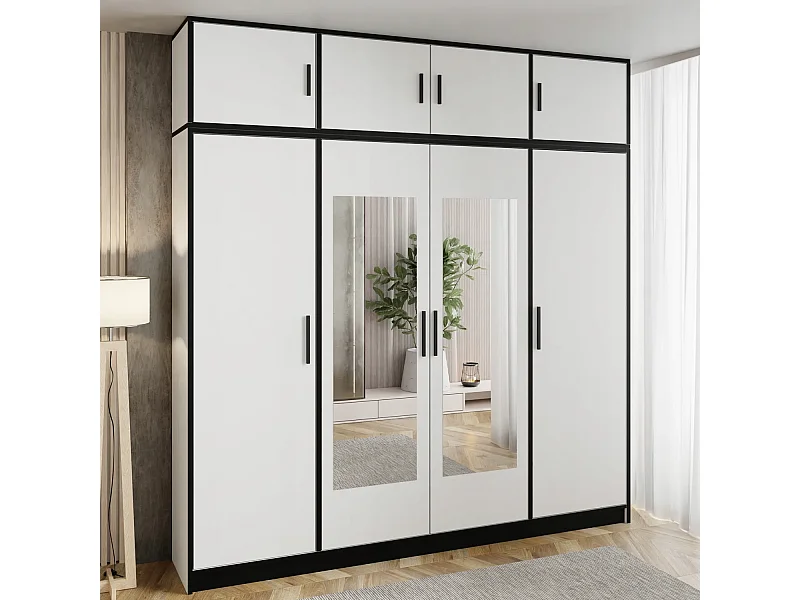 Armoire quatre portes DIOR 207 4D BLANCHE avec surmeuble