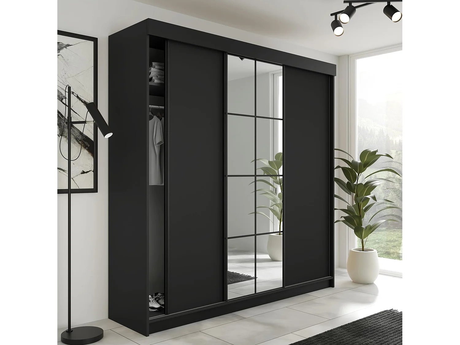Armoire coulissante LAMARO 200 noire