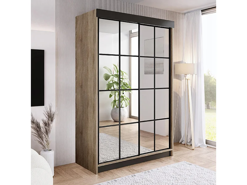 Armoire coulissante avec miroir BARI 2 chêne sonoma 150