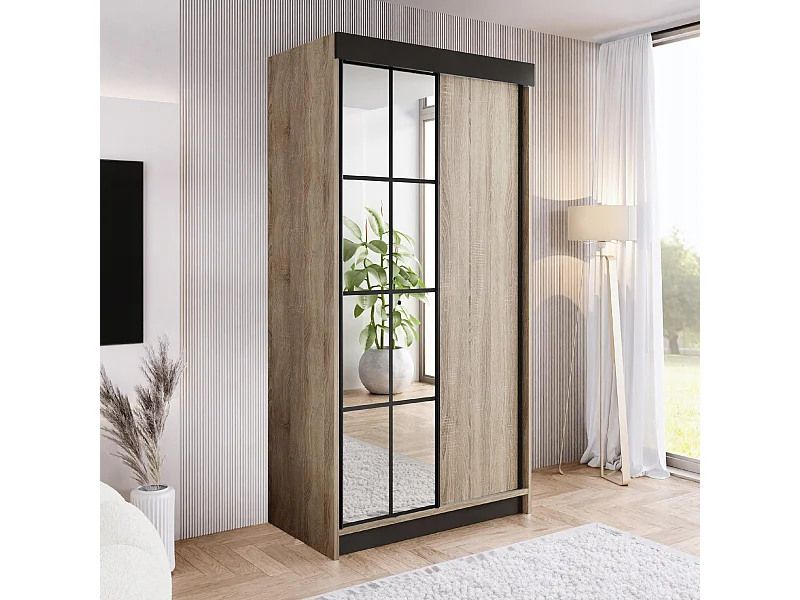 Armoire coulissante avec miroir BARI 1 100 chêne sonoma