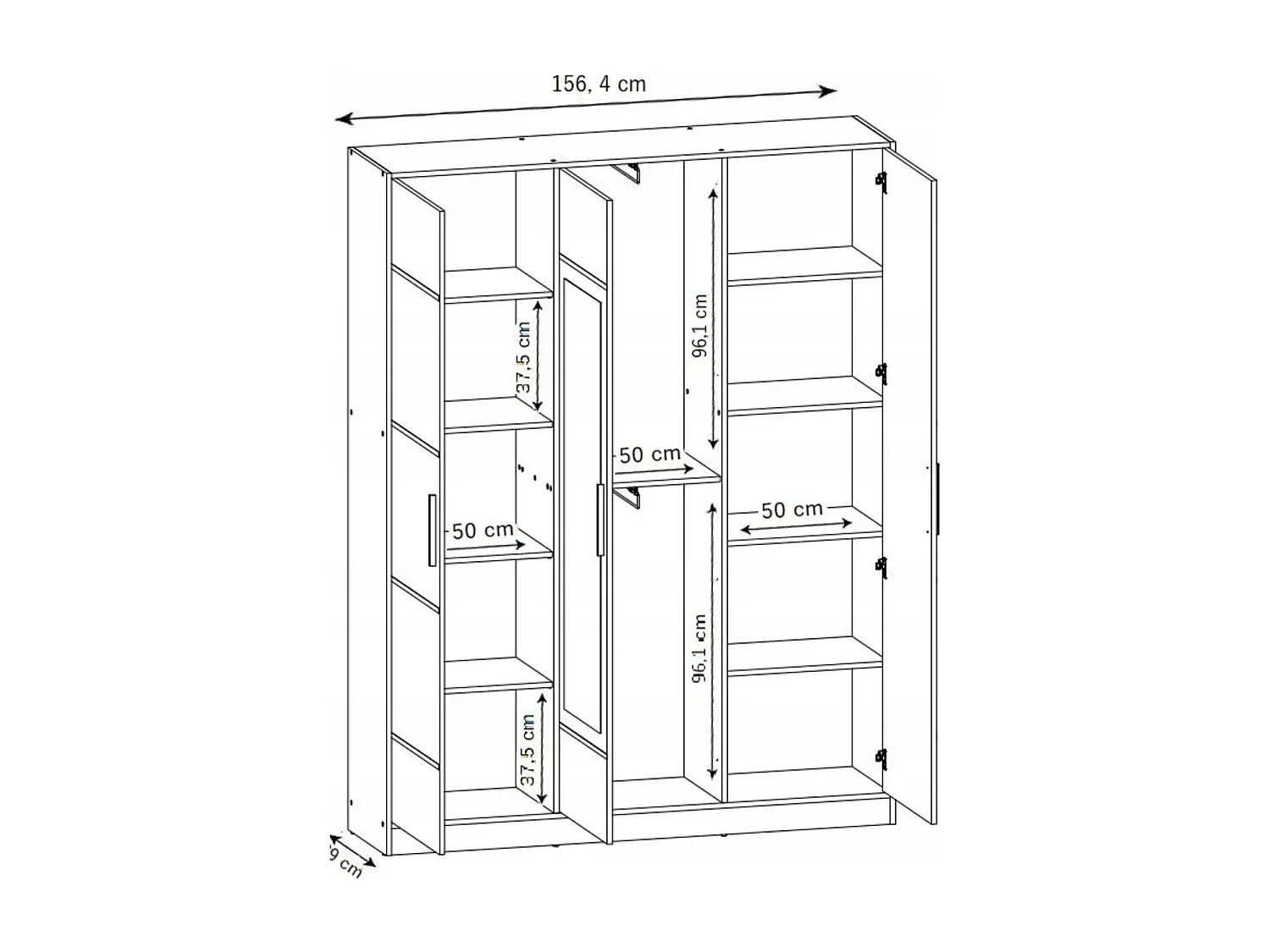 Armoire trois portes avec miroir MODÈLE 1 COSTA 3D CHÊNE CRAFT DORÉ avec surmeuble