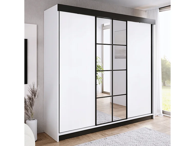 Armoire coulissante avec miroir BARI 1 blanche 250