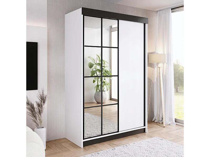 Armoire coulissante avec miroir BARI 1 blanche 150