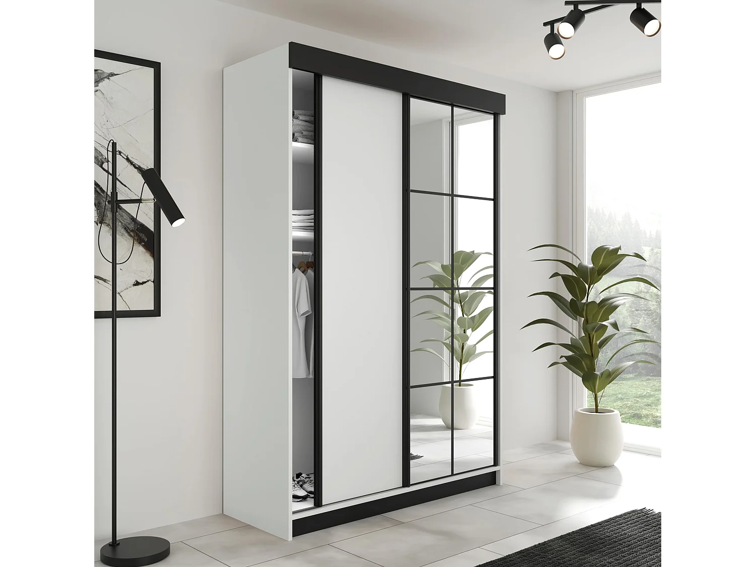 Armoire coulissante LAMARO 167 blanche