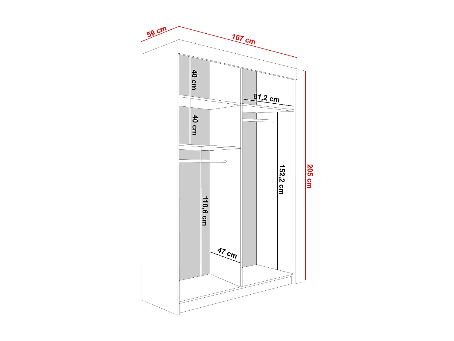 Armoire coulissante LAMARO 167 blanche