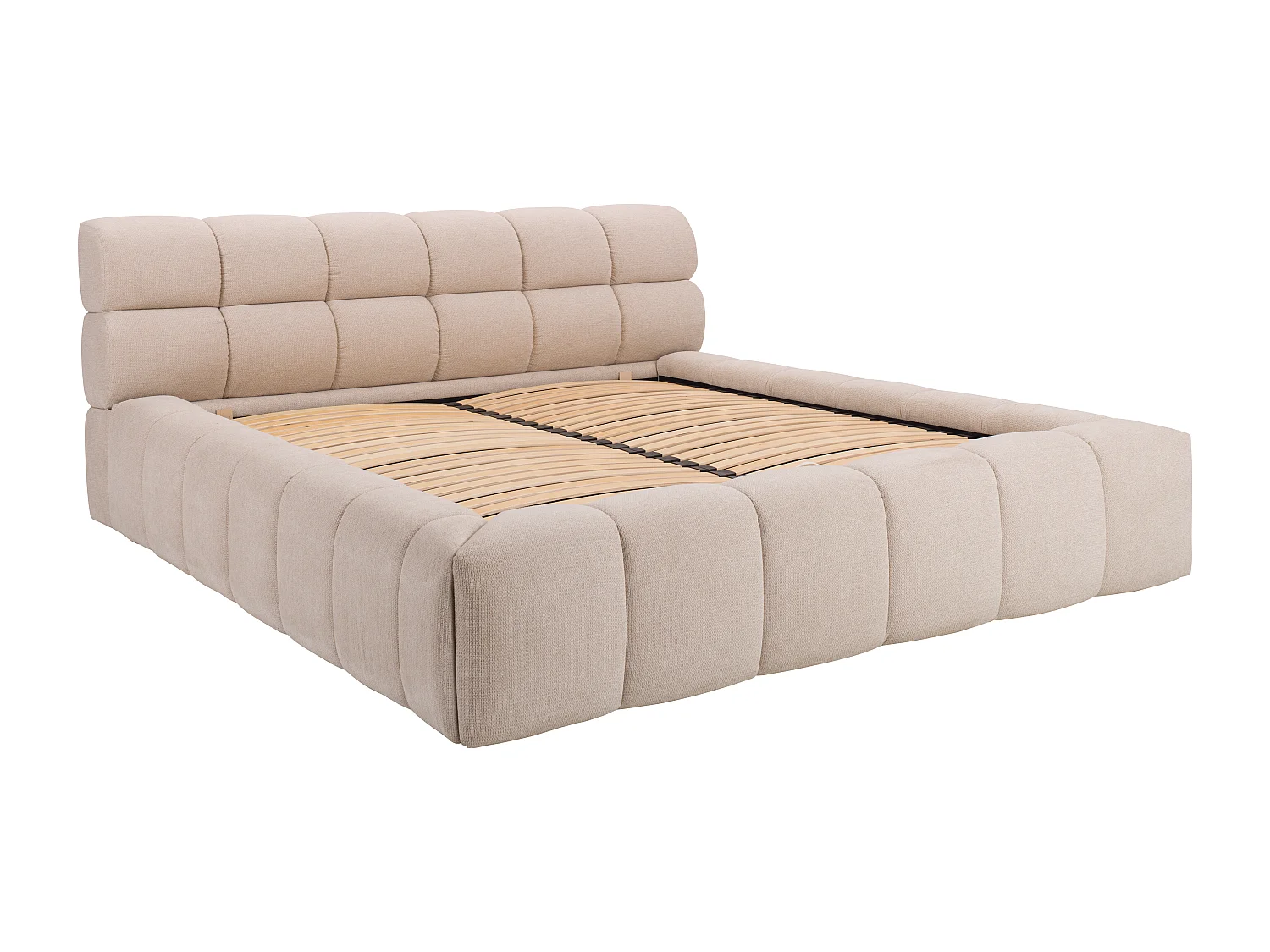 Letto con contenitore 160 x 200 cm Tessuto Beige - FORVIK