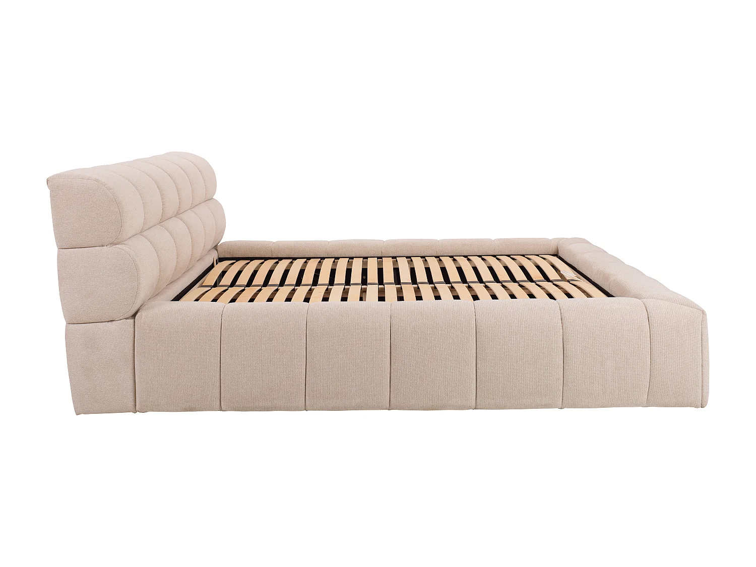 Letto con contenitore 160 x 200 cm Tessuto Beige - FORVIK